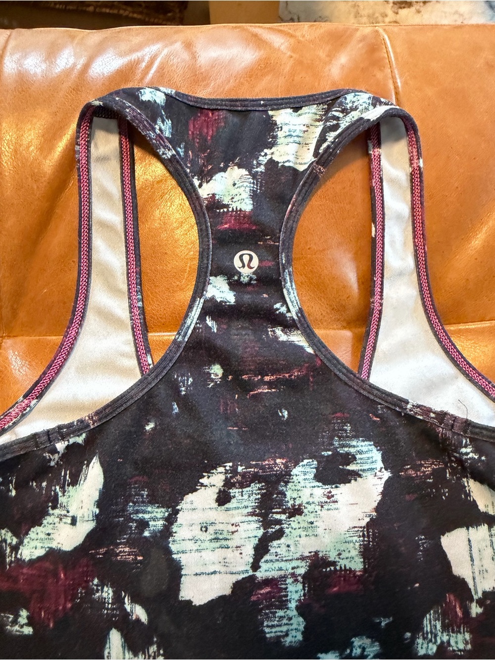 lululemon athletica Racerback Tank in Black with Mint and Burgundy Accents